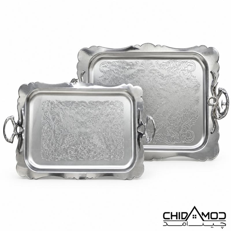 سینی مستطیل دالبر طرحدار مدل دسته تاجی
