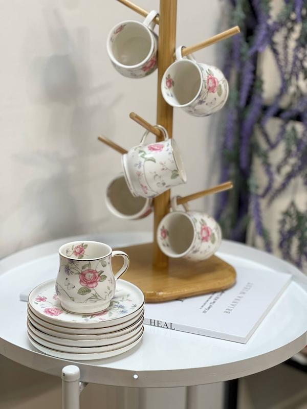 ست قهوه خوری و نعلبکی گلدار چینی