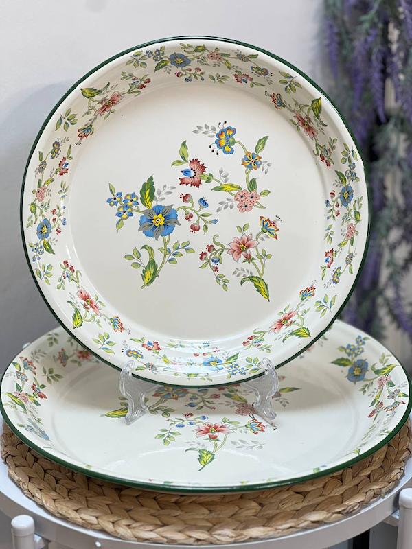 سینی لعابی گلدار سایز کوچک