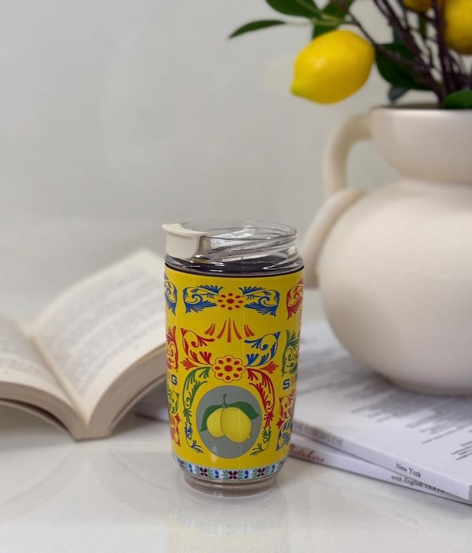 تراول ماگ طرح دار اسمگ رنگ زرد Dolce & Gabbana دولچه گابانا