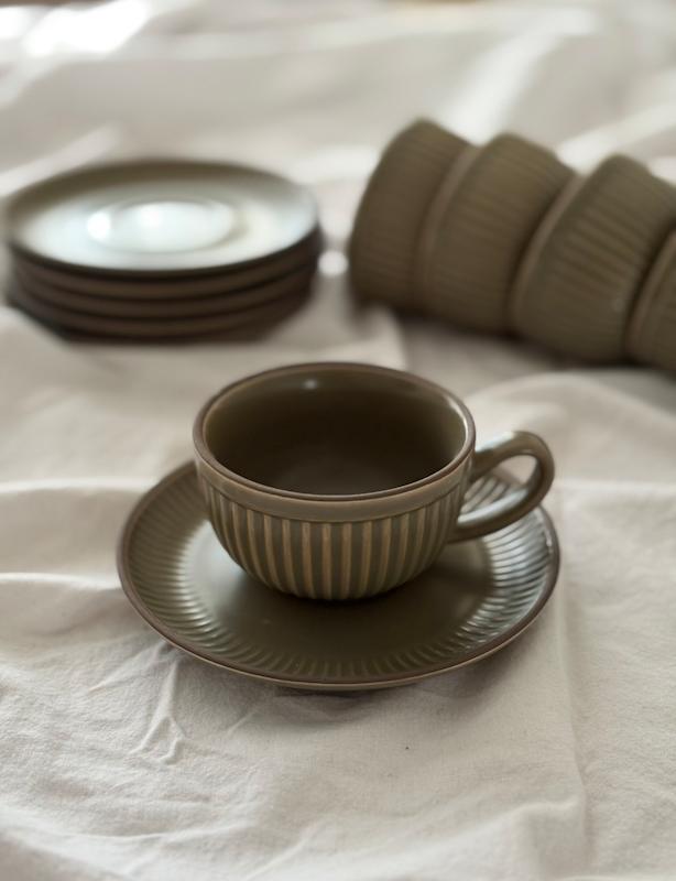 ست ۶عددی فنجان قهوه خوری روستیک سبز