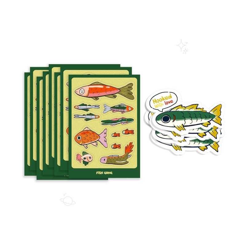 پک استیکر و لیبل fish gang