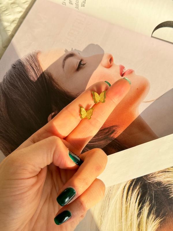 گوشواره میخی پروانه استیل آبطلا