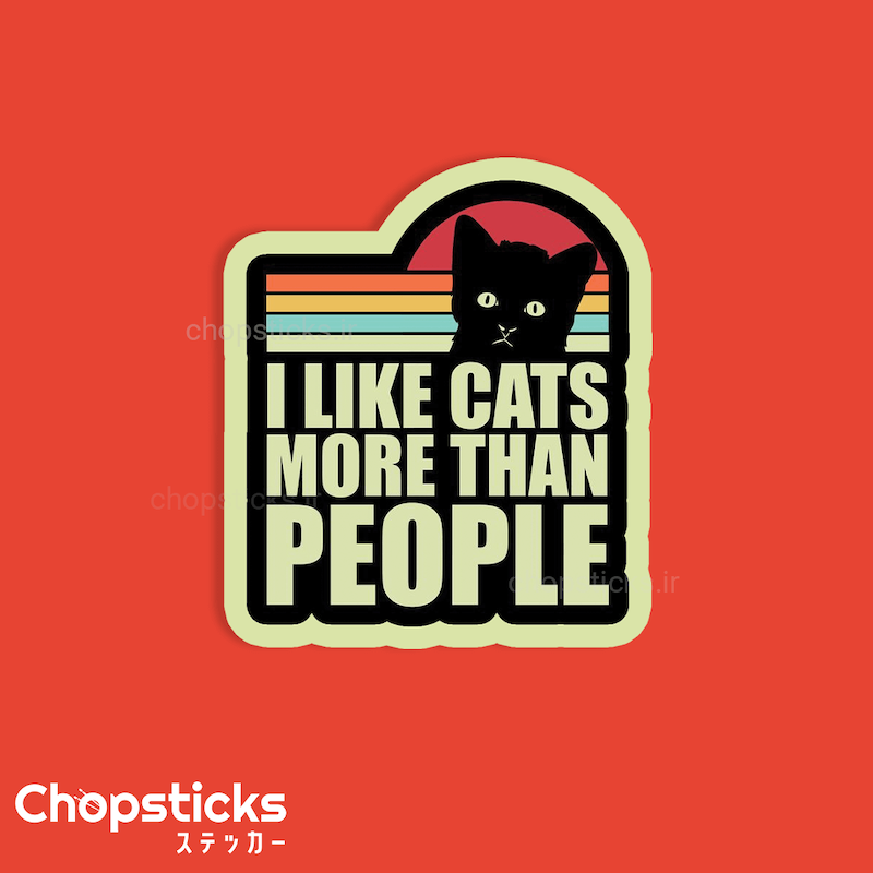استیکر i like cats more than people