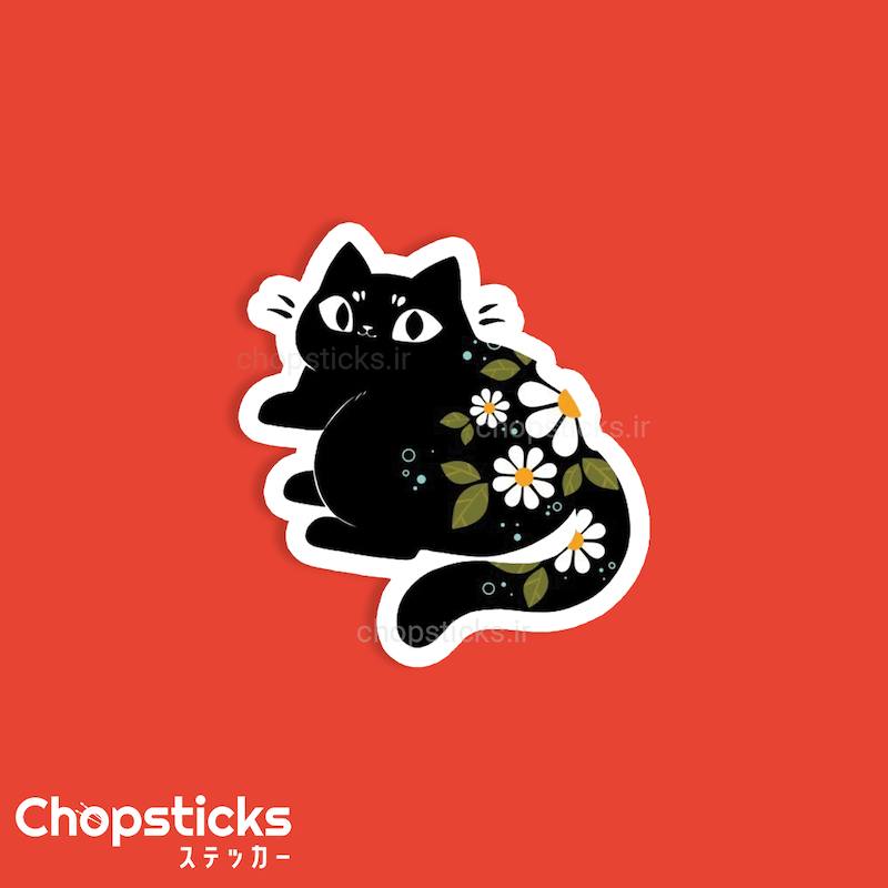 استیکر black cute cat