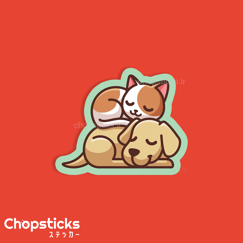 استیکر cat and dog