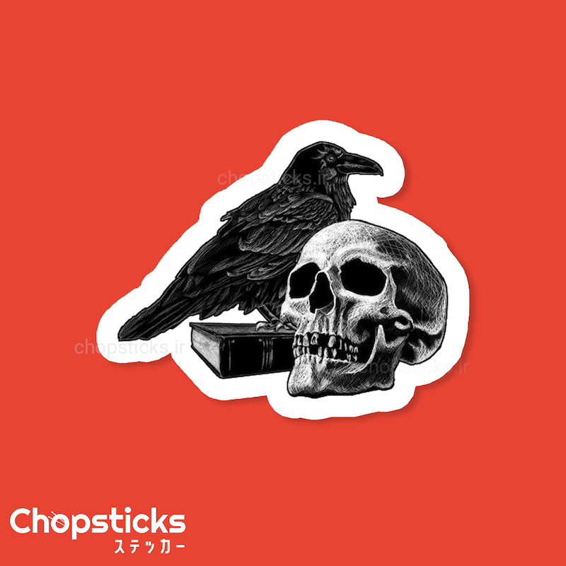 استیکر raven on skull