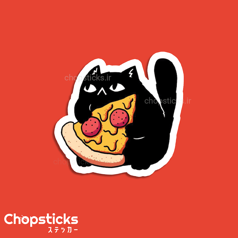 استیکر cat & pizza
