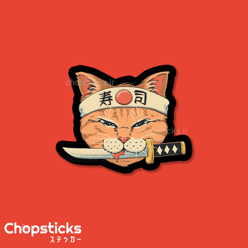 استیکر samurai cat