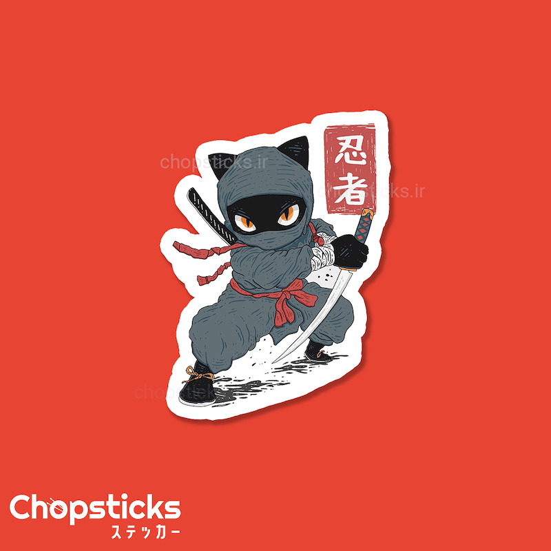 استیکر samurai cat
