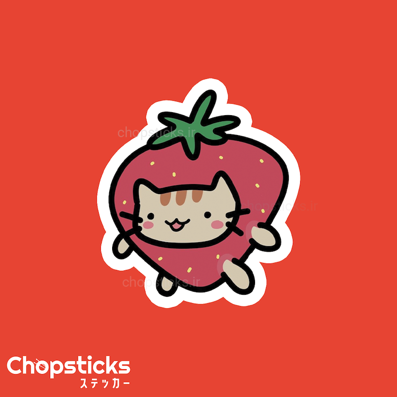 استیکر strawberry cat