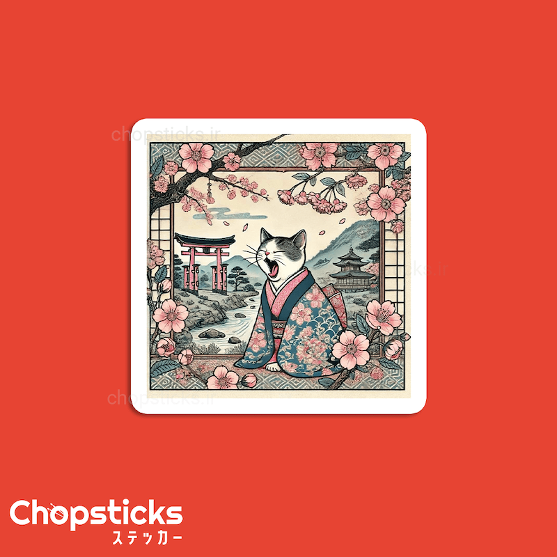 استیکر Geisha Cat Magnet