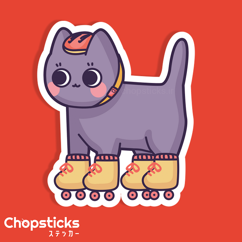 استیکر cat with skateboard