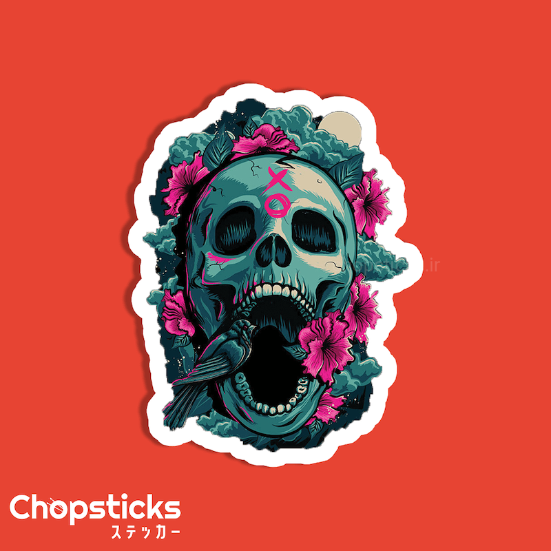 استیکر skull and roses