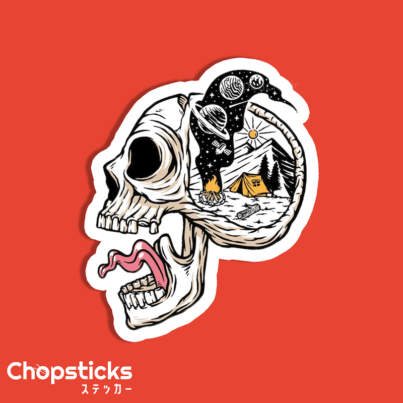 استیکر camping skull 