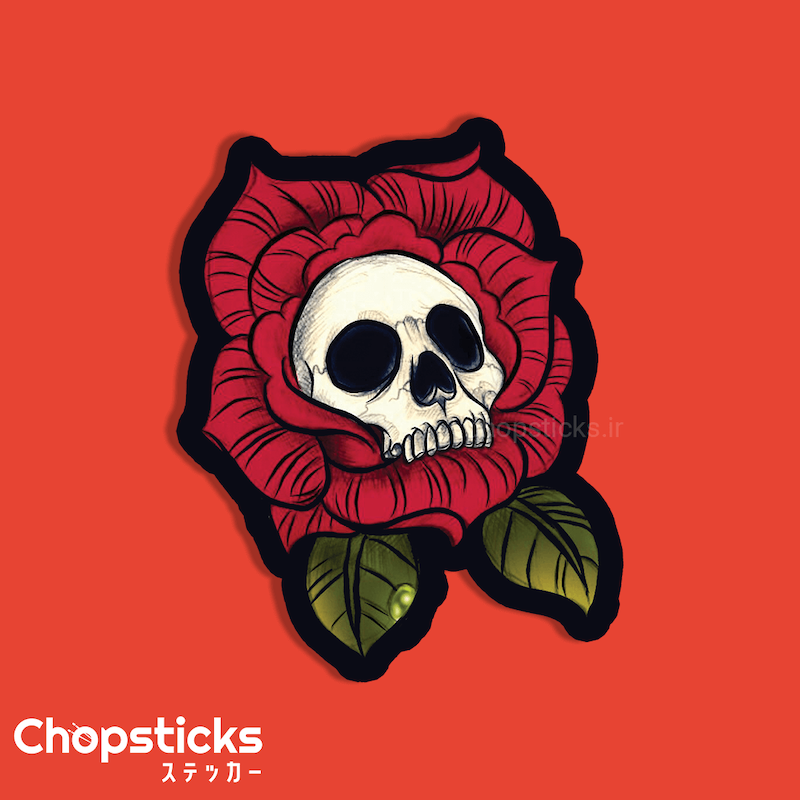 استیکر skull flower