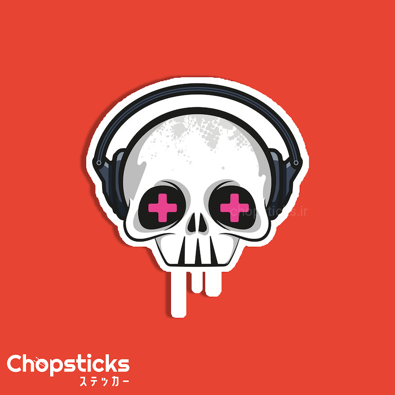 استیکر skull headphones