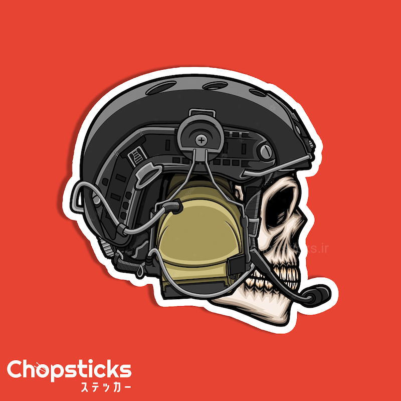 استیکر military helmet skull