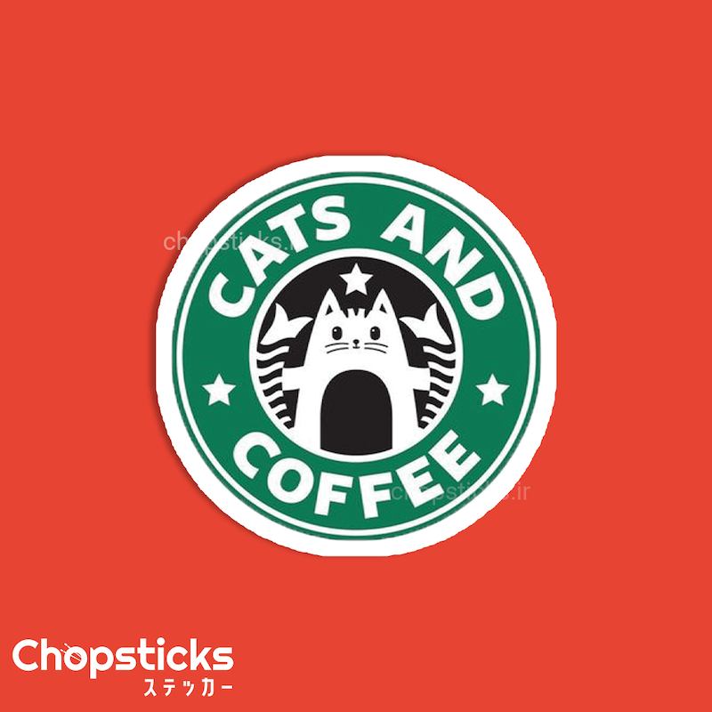 استیکر cat and coffee