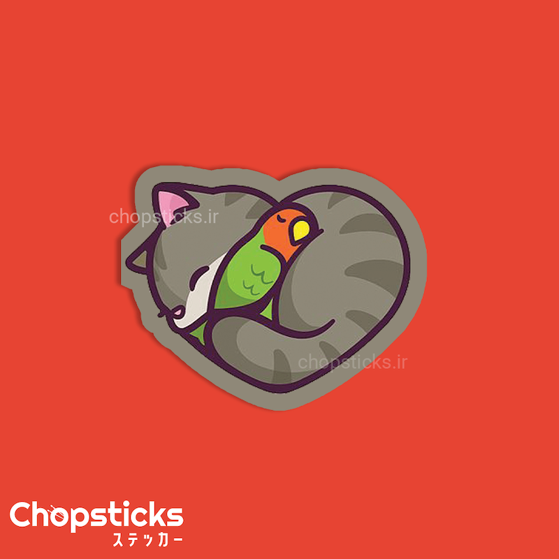 استیکر cat & bird