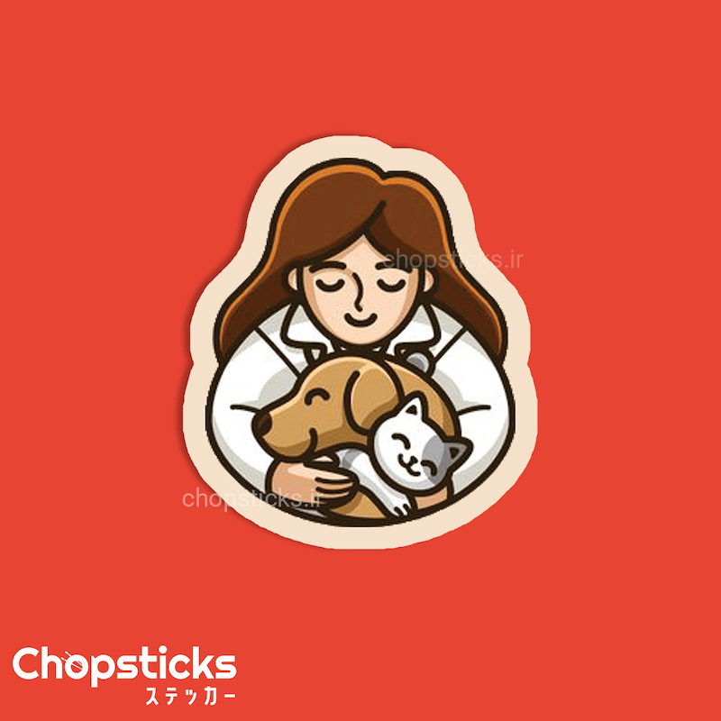 استیکر girl & dog