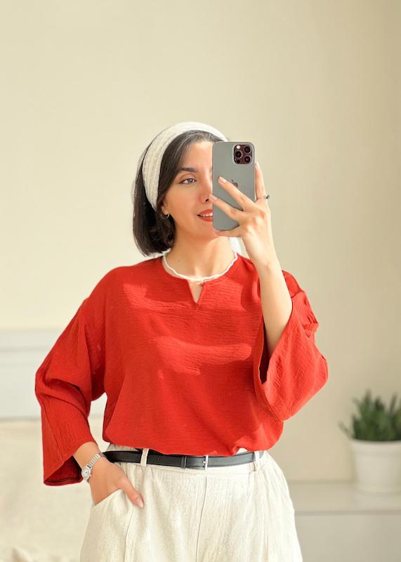 شومیز جلوبسته اجری