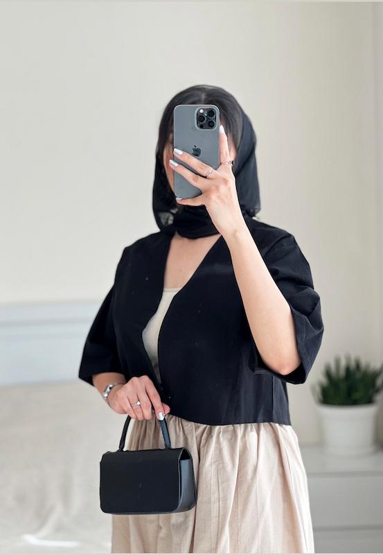 کراپ کت لینن مشکی