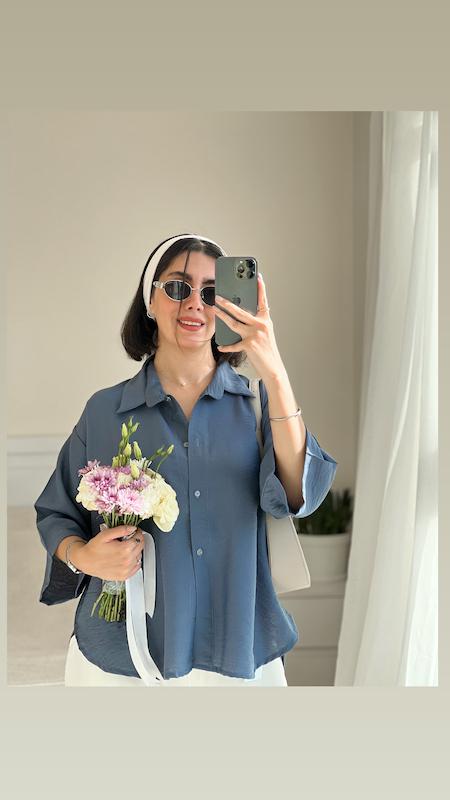 شومیز سرمه ای shaw