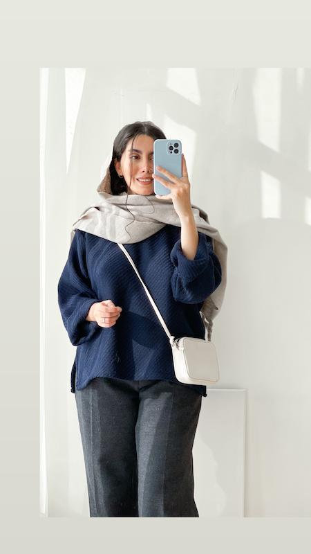 مانتو جلوبسته سرمه ای