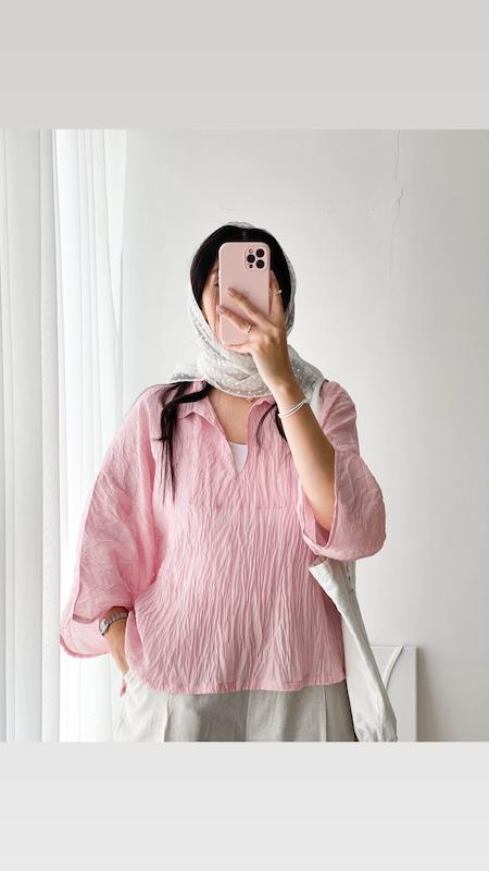 مانتو صورتی راه راه