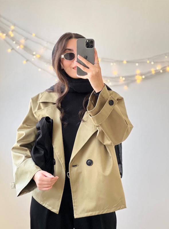 ترنچ کت زیتونی (بارانی زیتونی) کد :۱۲۳۸