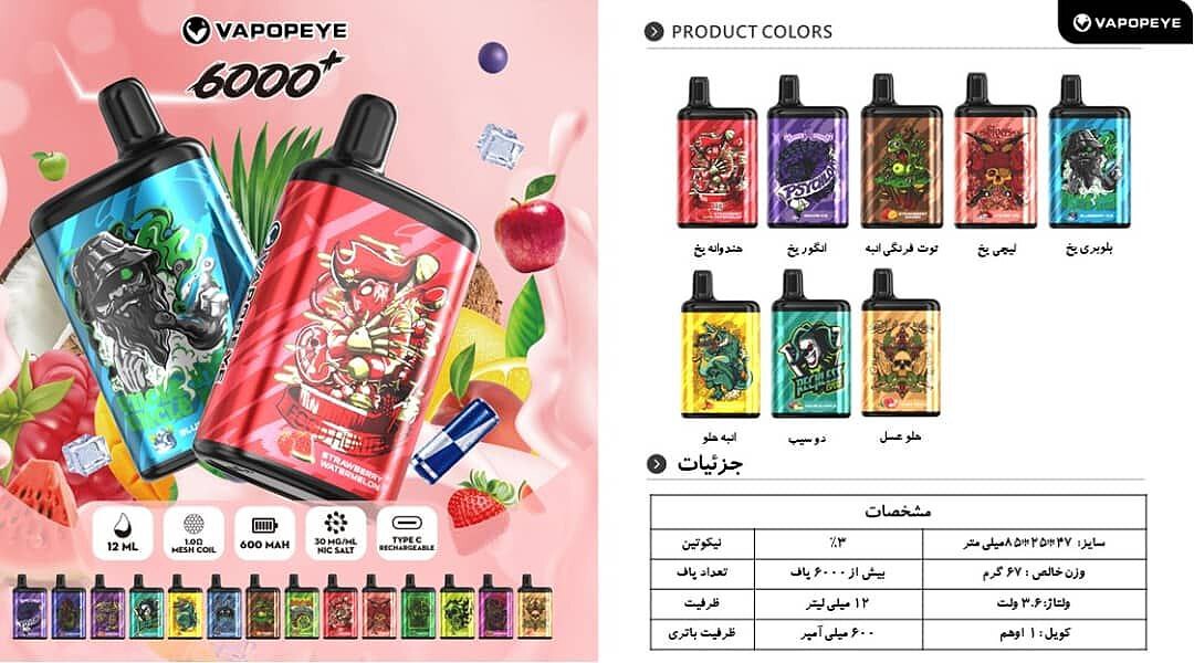 پاد یکبار مصرف VAPOPEYE 6000