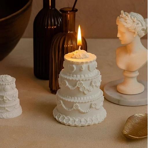 قالب سیلیکونی کیک سه طبقه ارتفاع 6 سانتیمتر (به ابعاد دقت کنید) و قطر بیشترین قسمت ۴ سانتیمتر