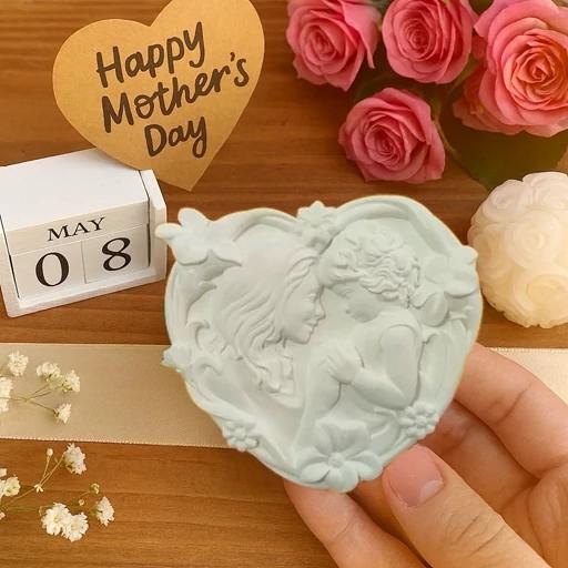 قالب سیلیکونی روز مادر طرح قلبی ارتفاع 9.5 سانتیمتر