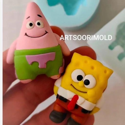 قالب سیلیکونی پاتریک و باب اسفنجی پشت تخت ارتفاع ۴ سانتیمتر 