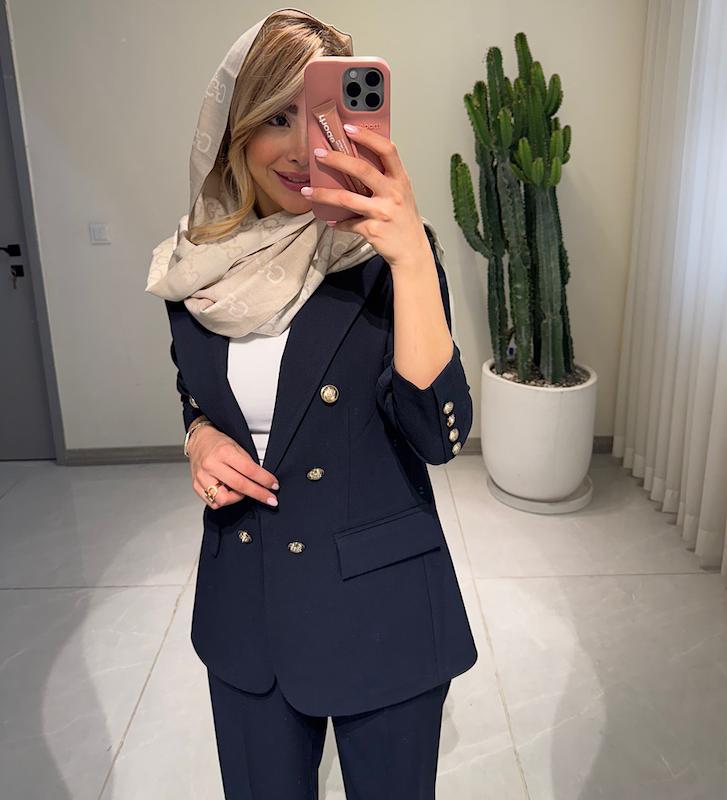 کت تک بلند گاباردین سرمه ای