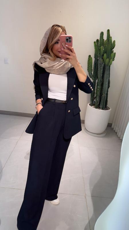 کت تک بلند گاباردین سرمه ای
