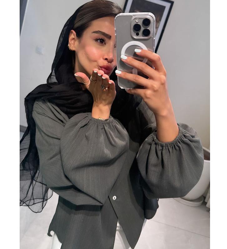شوميز آستين پفي سبز