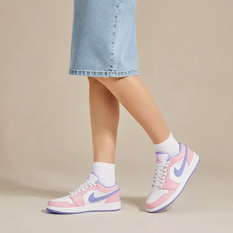 ایرجردن 1 مشکی بنفش صورتی-  Air Jordan 1 low 