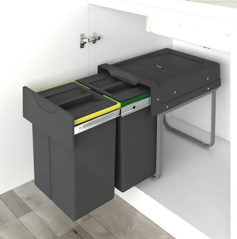 سطل زباله ریلی دو قلو 40 لیتری هایلوکس پلاتین مدل 3653