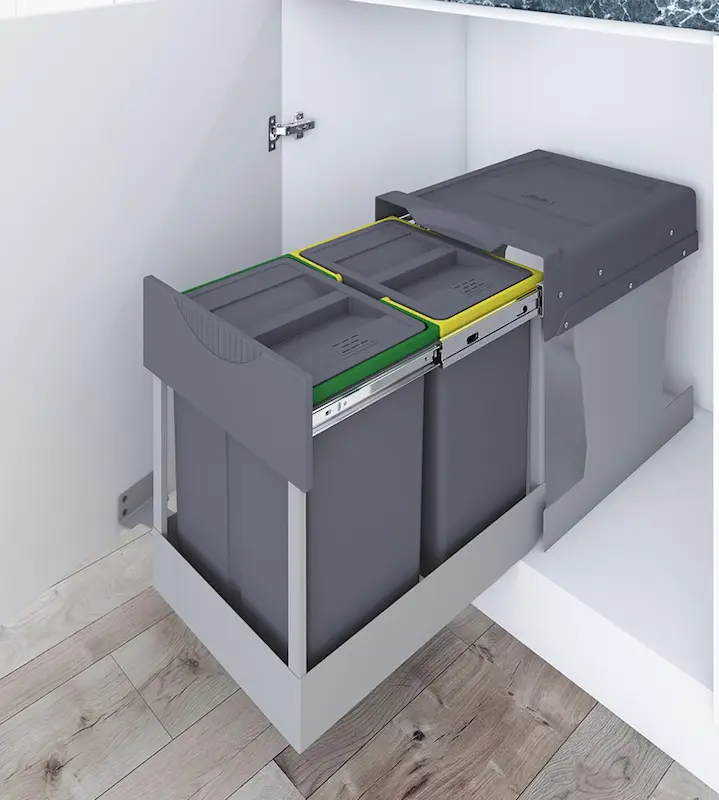 سطل زباله ریلی دو قلو لینکدار 40 لیتری  پلاتین مدل 3655