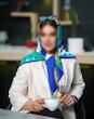 روسری مجلسی وارداتی زنانه دخترانه کرم صورمه ای وکرم گلبهی