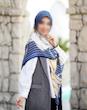 روسری نخی مجلسی زنانه ودخترانه ابی روشن ابی تیره ومشکی 