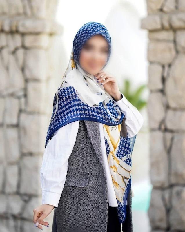 روسری نخی مجلسی زنانه ودخترانه ابی روشن ابی تیره ومشکی 