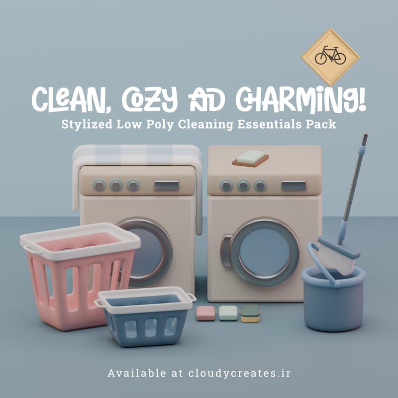 پک مدل سه بعدی لوازم شستشو و نظافت | Cleaning Day