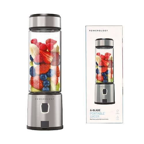 مخلوط کن و جویسر پرتابل پاورولوژی Powerology 6-Blades Portable Juicer and Blender استیل