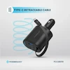 شارژر فندکی 115 وات پاورولوژی Powerology 115W Type-C Retractable Car Charger PCCSR019