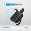 شارژر فندکی 115 وات پاورولوژی Powerology 115W Type-C Retractable Car Charger PCCSR019