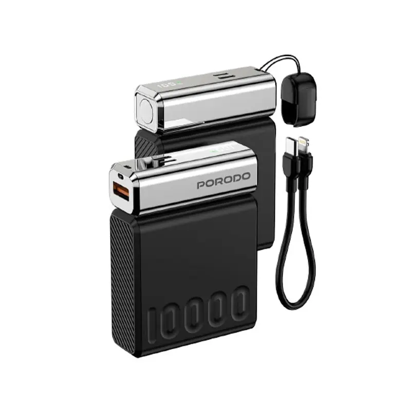 پاوربانک 10000 پرودو مدل PORODO CHROME VOLTI 10000MAH POWER BANK PDPBFCH088BK