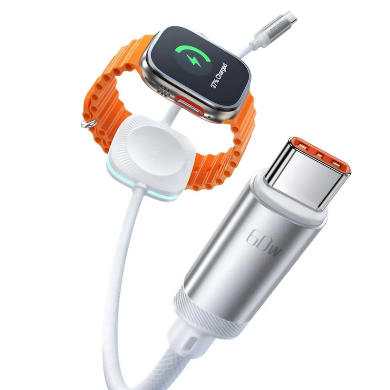 کابل USB-C به لایتنیگ با شارژر ساعت پرودو Porodo USB-C Lightning Cabl With Wireless Watch Charger